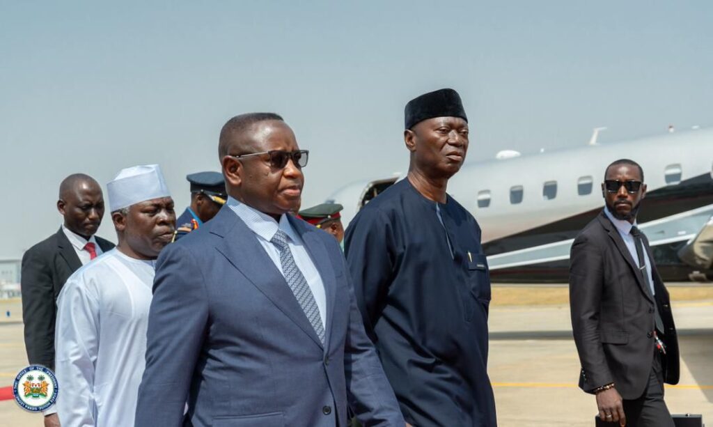 Sierra Leone’s President Julius Maada Bio Arrives In Abuja Ahead Of The 68th Ordinary Session Of The ECOWAS Authority Of Heads Of State And Government Summit