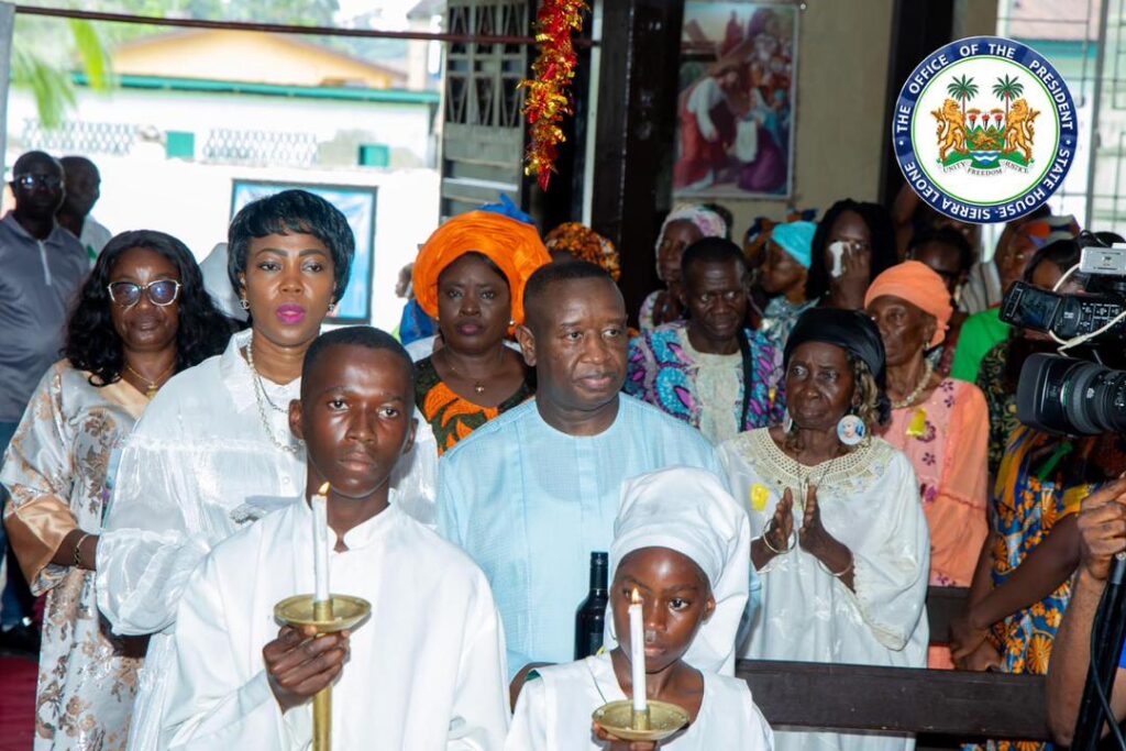 Sierra Leone’s President Bio Attends Christmas Day Mass In Bonthe, Reaffirms Commitment To Island Development