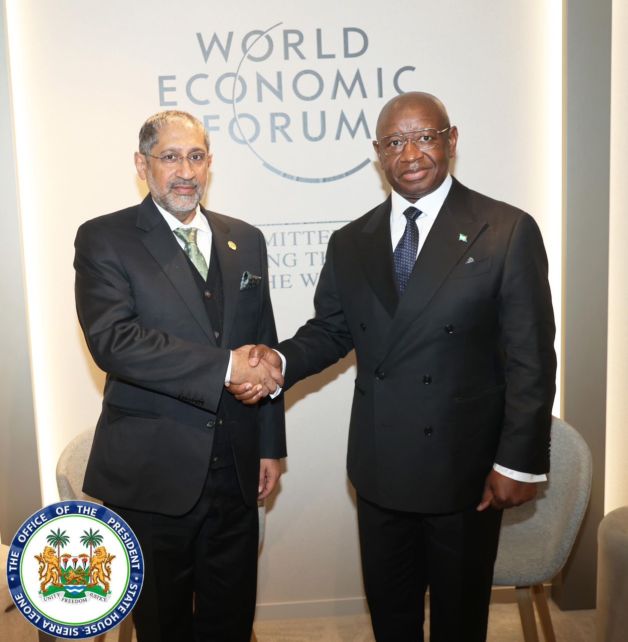 Sierra Leone’s President Julius Maada Bio And BADEA President, Abdullah KH Almusaibeeh, Pledge To Deepen Partnership At World Economic Forum