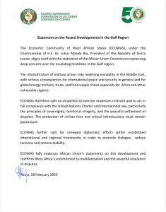 ECOWAS Statement on the Recent Developments in the Gulf Region