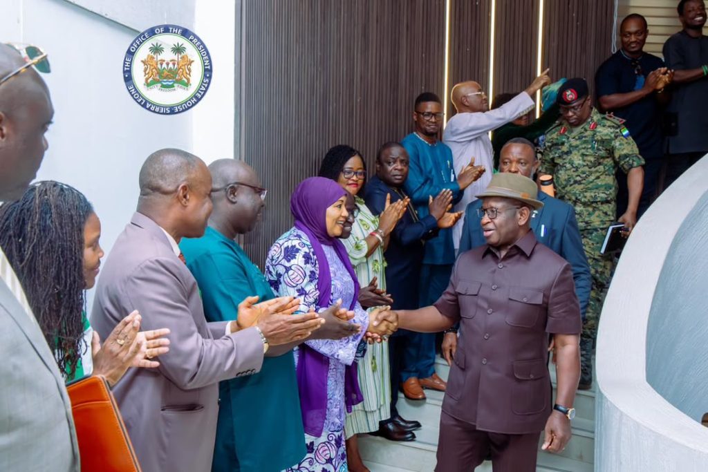 State House, Freetown, Wednesday, 22 July 2026 - Members of Sierra Leone's Cabinet surprised His Excellency President Dr. Julius Maada Bio with a special tribute during a Cabinet meeting, celebrating his successful tenure as Chairman of the Authority of ECOWAS Heads of State and Government from June 2025 to July 2026 and recognising his outstanding leadership in elevating Sierra Leone's profile on the regional and international stage.